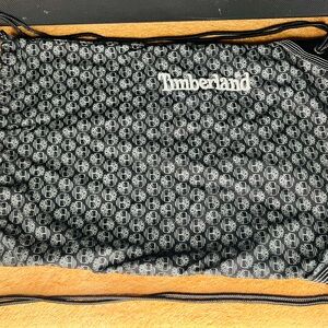 TIMBERLAND DRAWSTRING Black/Gray Logo Gym Bag Sack EUC!